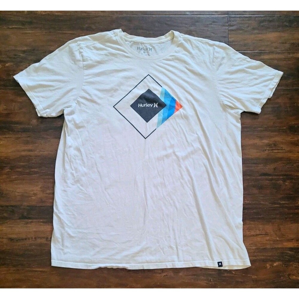Hurley White Cotton Crew Neck Short Sleeve Graphic Logo T-Shirt Mens XL